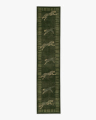 Leaping Cheetah Olive Green Rug by Scalamandré