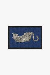 Snow Leopard Sapphire Flatwoven Rug by Jonathan Adler
