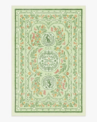 Twin Bunny Border Green Rug