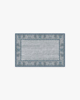 Vintage Daisy Bordered Blue Rug