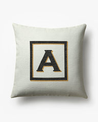 Classic Monogram Ivory Woven Throw Pillow, 20"x20" by Jonathan Adler