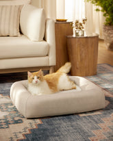 Sand Woven Bolster Pet Bed