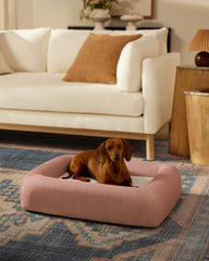Coral Woven Bolster Pet Bed