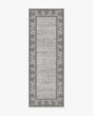 Vintage Daisy Bordered Grey Rug