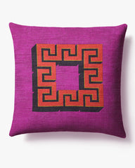 Greek Key Fuchsia Woven Throw Pillow by Jonathan Adler
