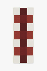 Gingham Plaid Red & White Outdoor Rug