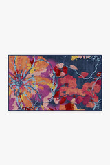 Watercolor Floral Navy Flatwoven Rug