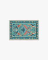 Birds Of A Feather Aqua Flatwoven Rug by Iris Apfel