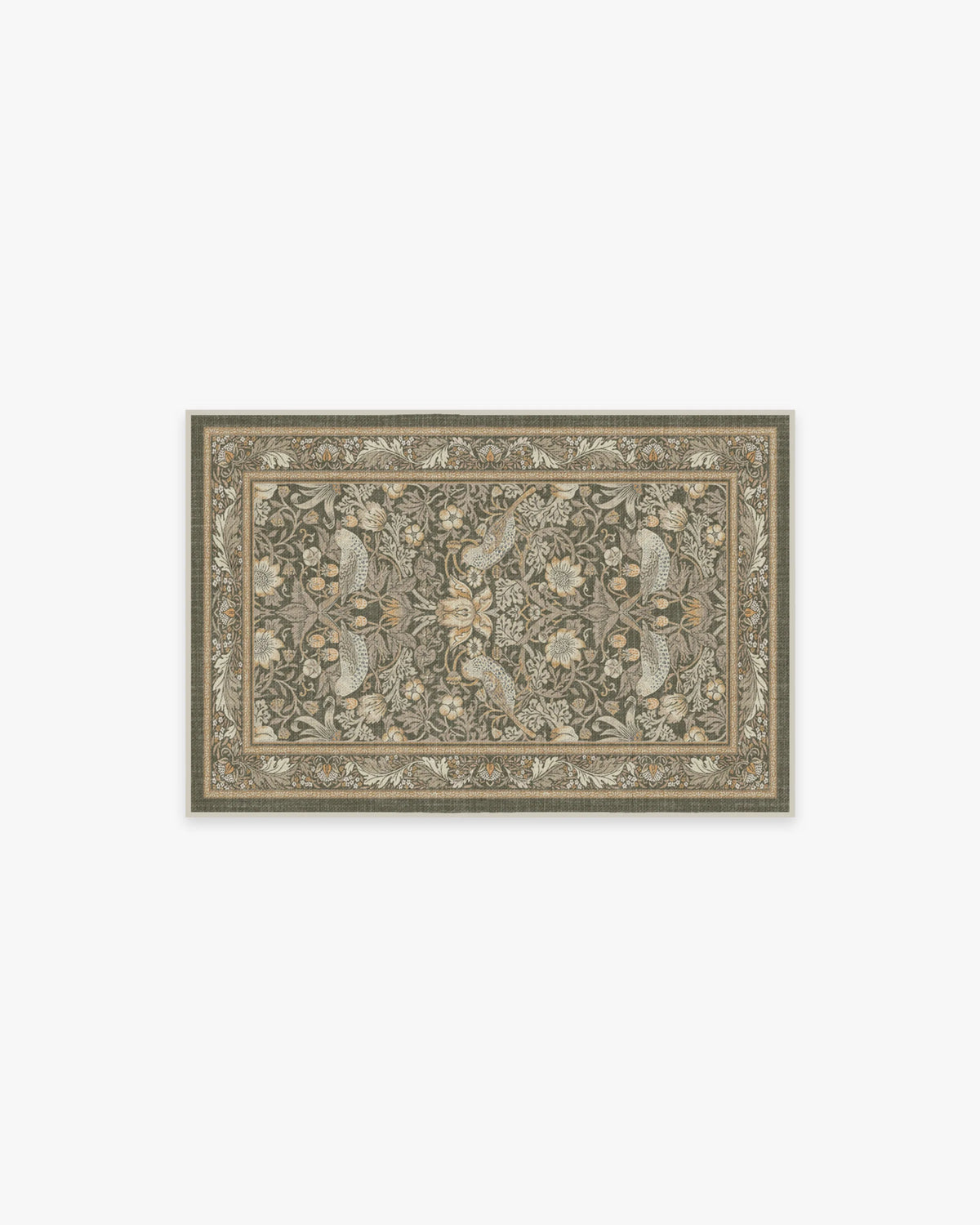 Strawberry Thief Stone Gold Flatwoven Rug by Morris & Co.