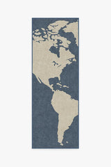 World Map Blue Flatwoven Rug