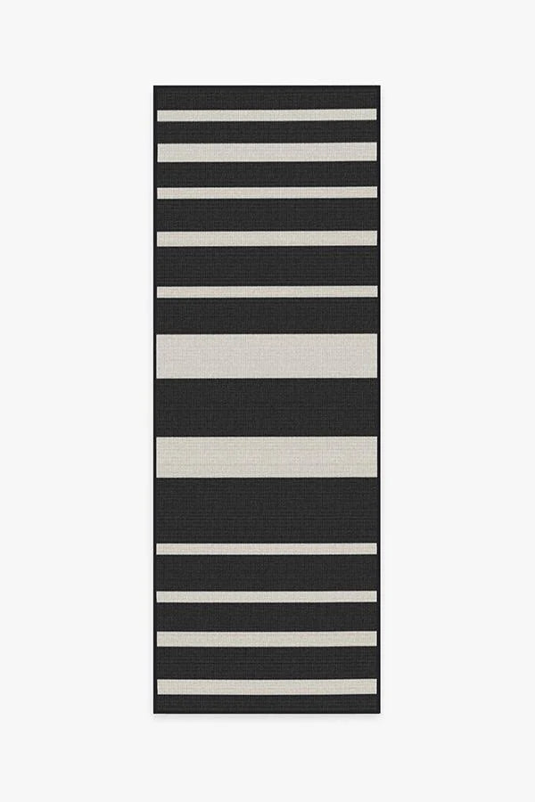 Sailmaker Stripe Black Outdoor Rug