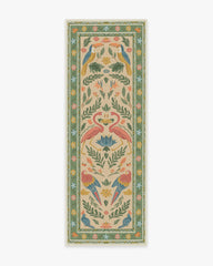 Birds Of A Feather Green & Peach Flatwoven Rug by Iris Apfel