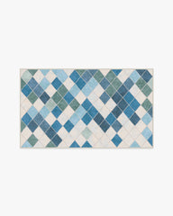 Diamond Mosaic Blue Flatwoven Rug