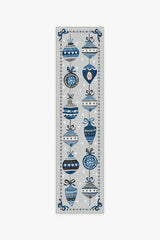 Festive Garland Blue Grey Outdoor Rug
