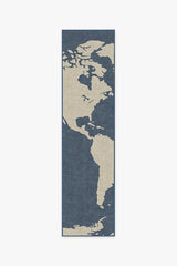 World Map Blue Flatwoven Rug