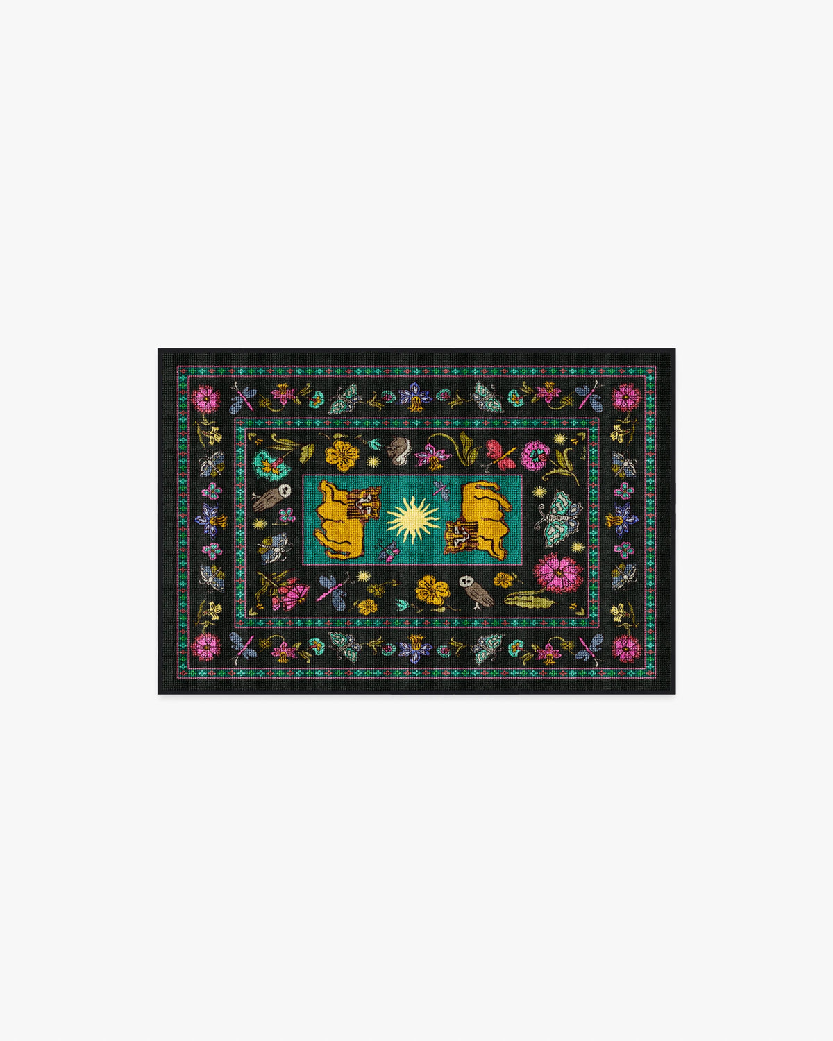 Lion’s Cub Charcoal Multicolor Flatwoven Rug by RIXO
