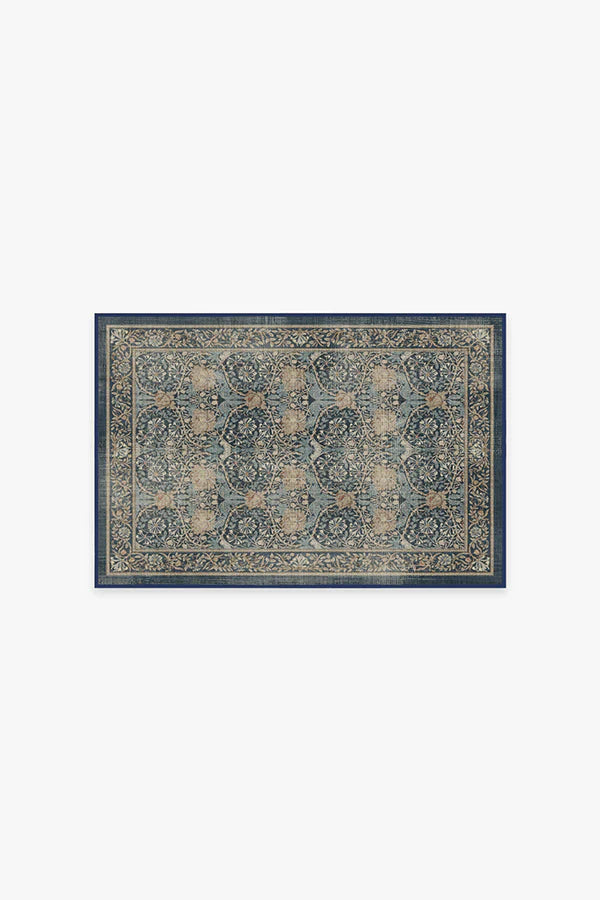 Honeysuckle & Tulip Indigo Flatwoven Rug by Morris & Co.