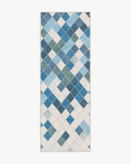 Diamond Mosaic Blue Flatwoven Rug