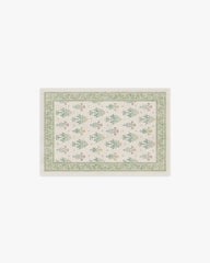 Meadow Sweet Ivory & Green Flatwoven Rug by Morris & Co.