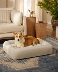 Sand Woven Bolster Pet Bed