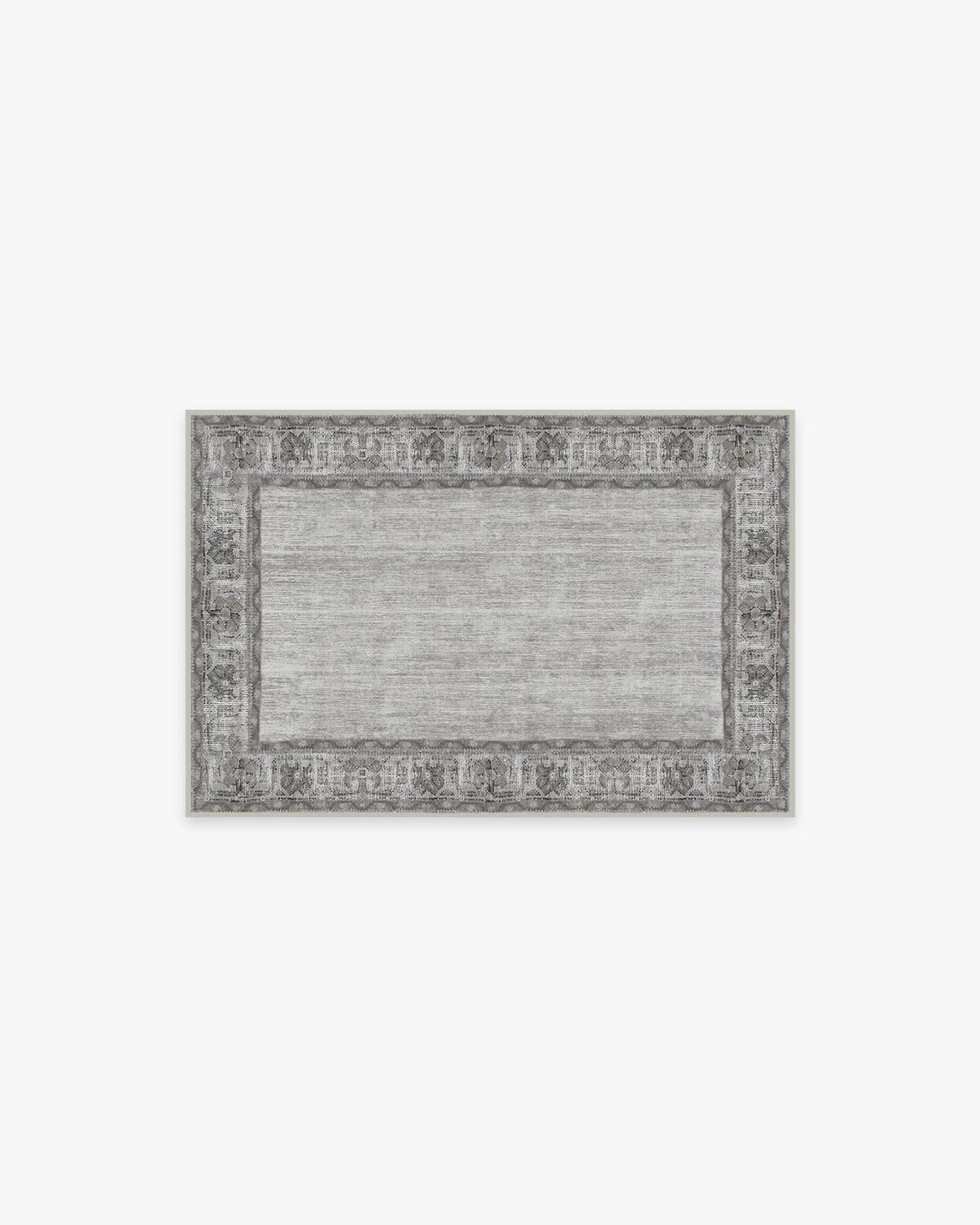 Vintage Daisy Bordered Grey Rug